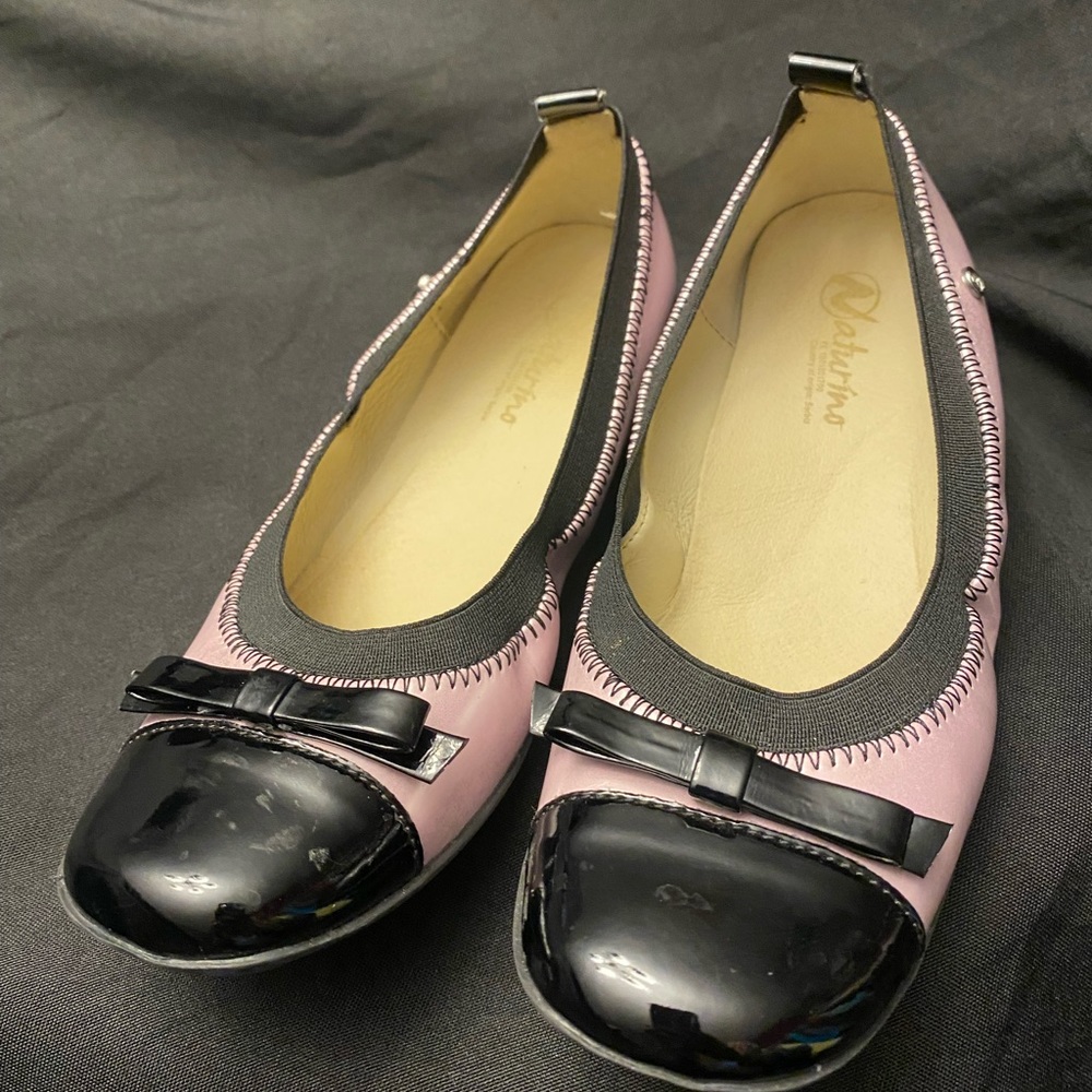Naturino-Pink/Shiny Black w/Bow shoes-Size:35‎